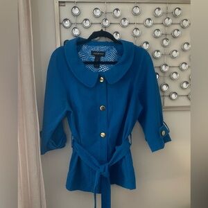 Blue Button-Up Jacket with Belt